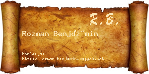 Rozman Benjámin névjegykártya